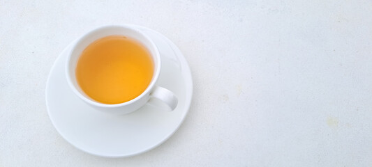 Cup of hot tea isolated on white background	
