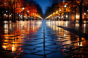 Creative Dark background scene of empty street, night view, night city, 4k Ultra hd