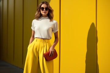 Minimalist Outfit with a Pop of Color in Accessories, Generative AI