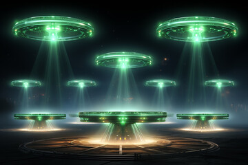 Obraz premium neon lights and smoke. Background trend color ufo green