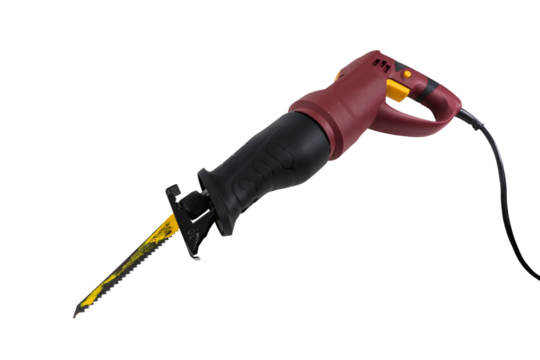 Reciprocating saw isolated with cut out background.