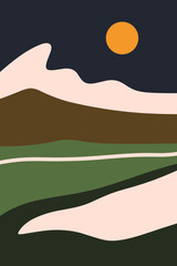 Minimalist Simple Boho Abstract Landscapes Wall Art Poster Background