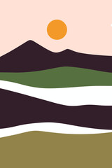 Minimalist Simple Boho Abstract Landscapes Wall Art Poster Background