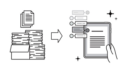 大量の書類をデジタル化してAIチャットで活用DX