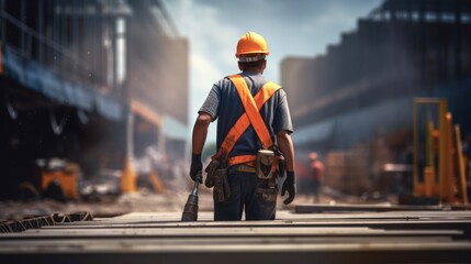 builder working on a construction site, generative ai