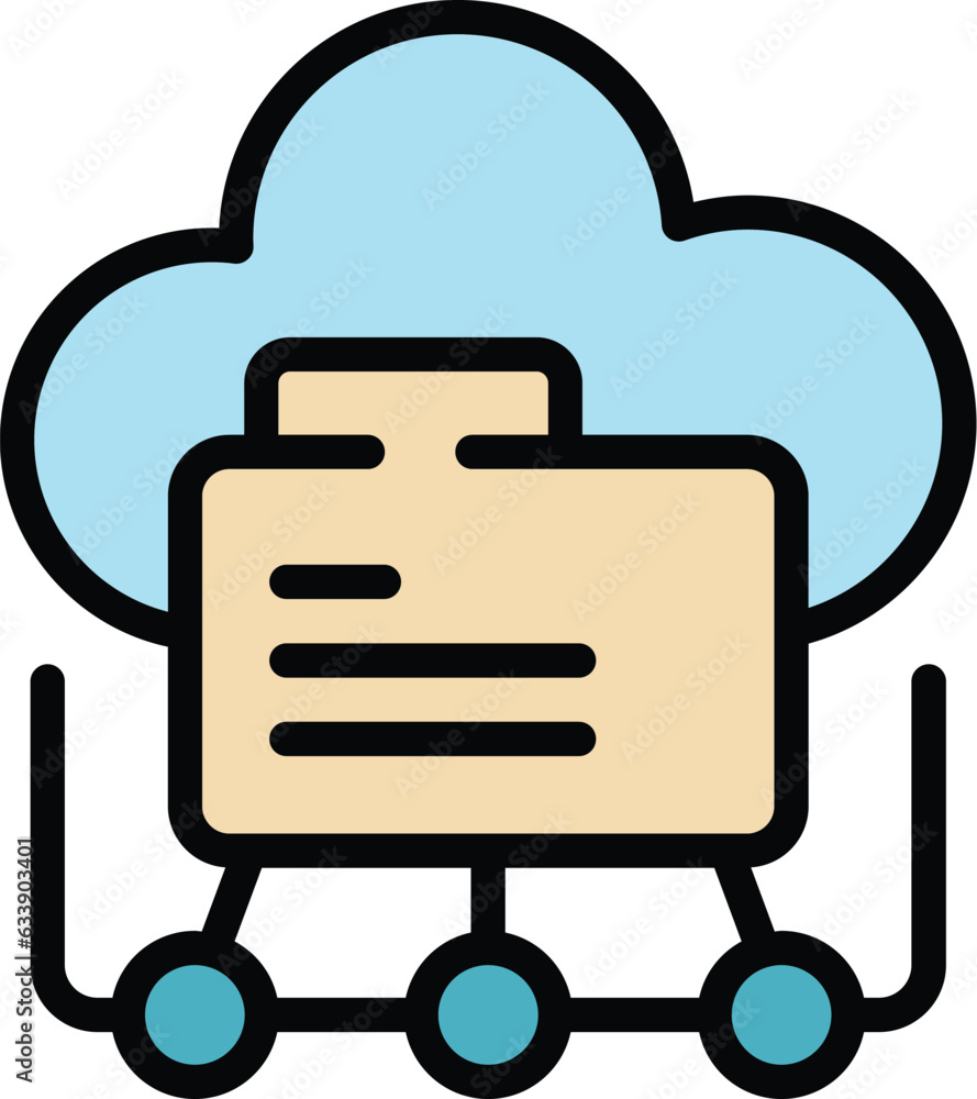 Poster data cloud chart icon outline vector. graph research. market report color flat