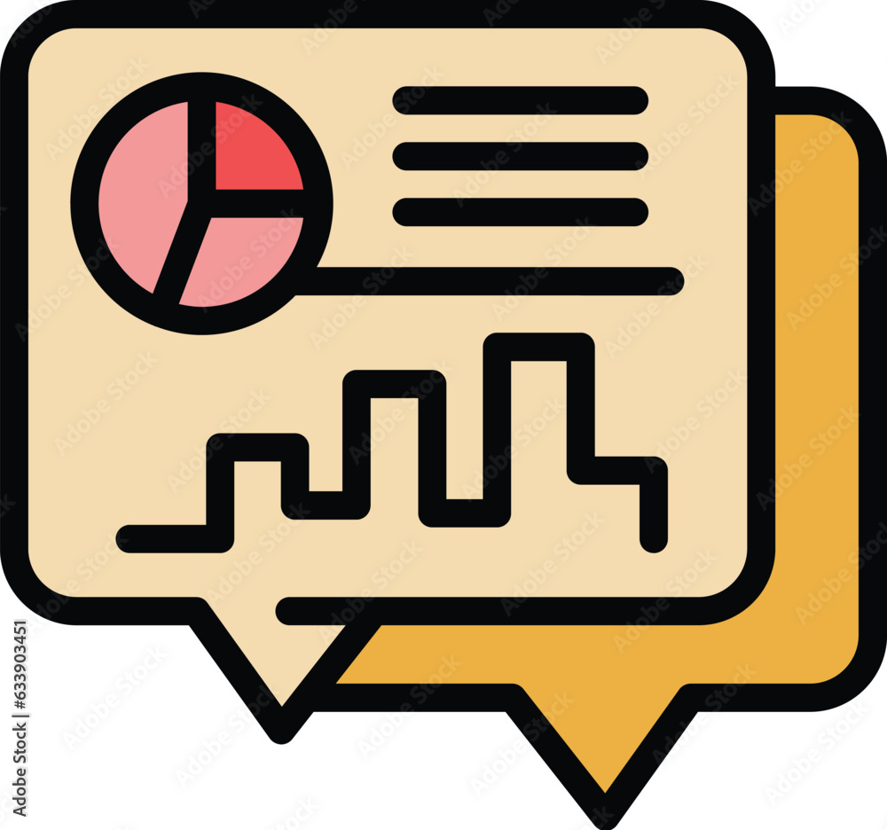 Poster data chat icon outline vector. graph chart. market report color flat