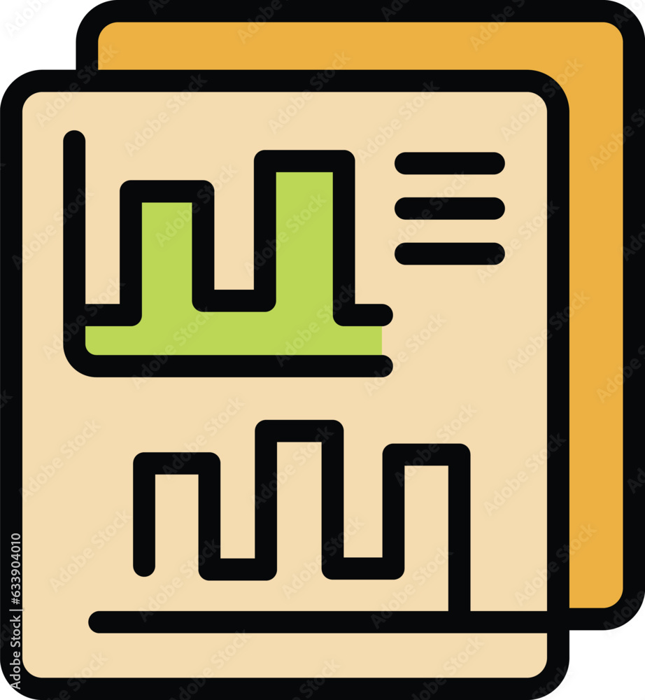 Poster technology data icon outline vector. graph chart. market report color flat