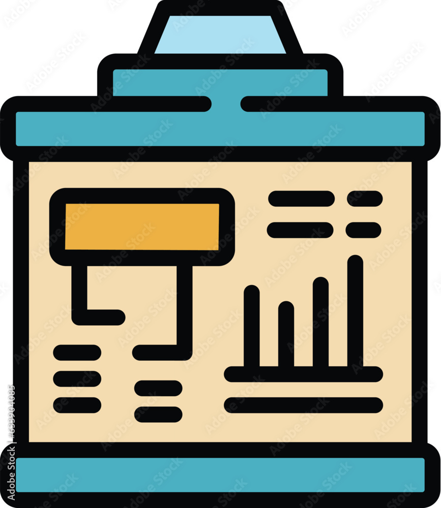 Poster statistic data icon outline vector. graph research. chart market color flat