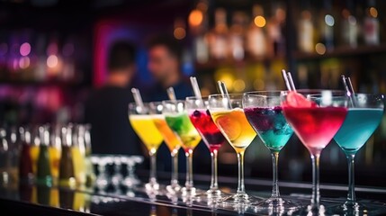 bartender mixing a cocktail in a bustling city bar generative ai