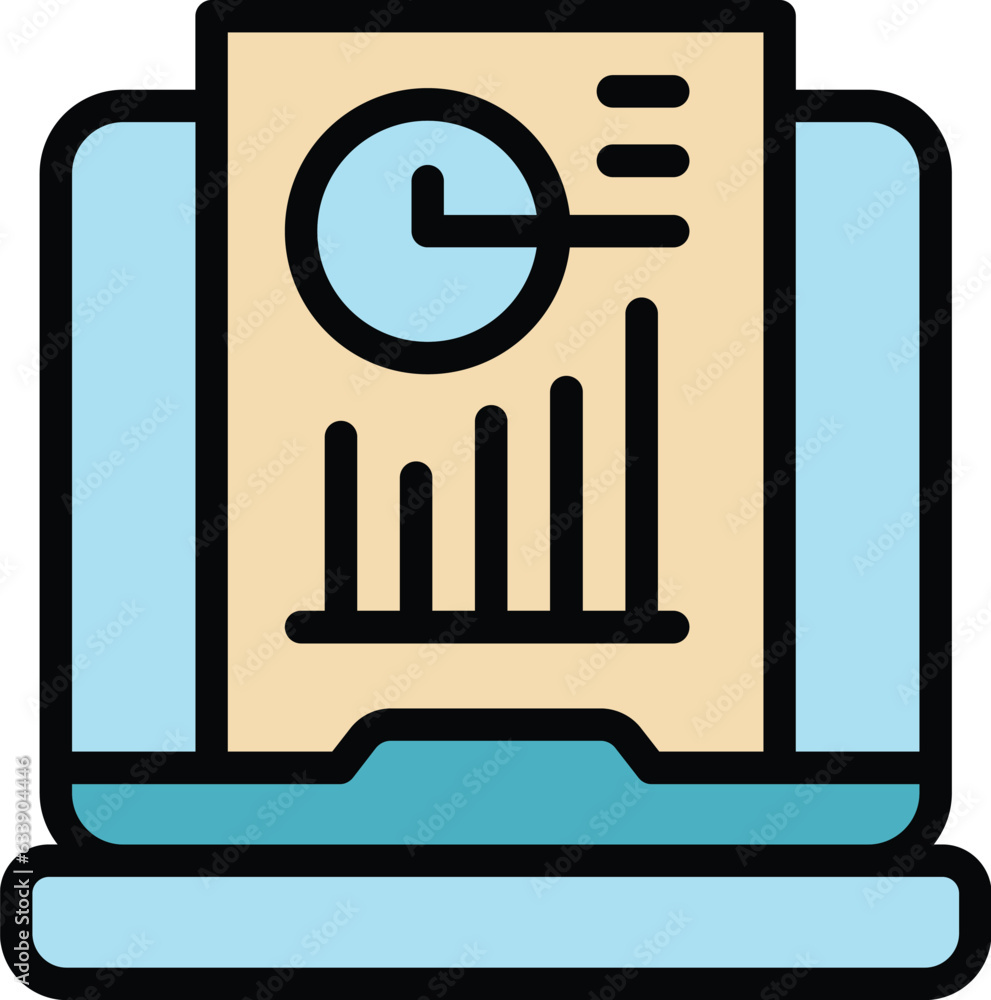 Poster report data icon outline vector. business graph. chart market color flat