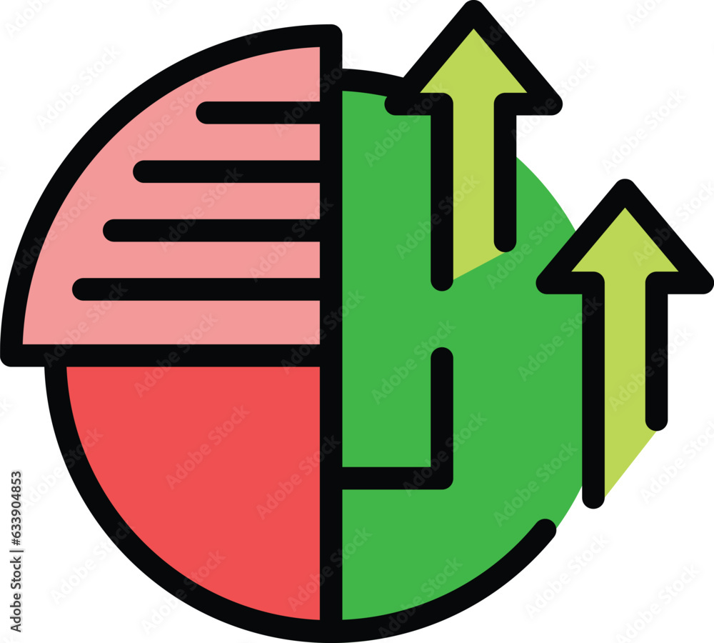 Poster pie chart data icon outline vector. business graph. statistic report color flat