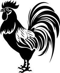 Handdrawn rooster drawing silhouette