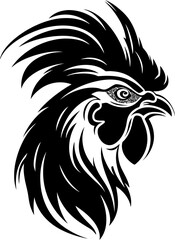 Handdrawn rooster drawing silhouette © safri