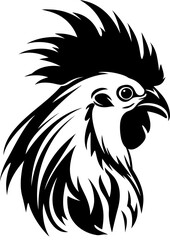 Handdrawn rooster drawing silhouette