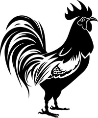 Handdrawn rooster drawing silhouette © safri