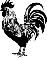 Handdrawn rooster drawing silhouette
