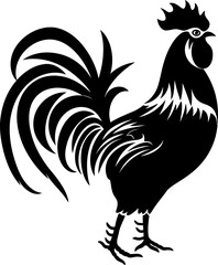 Handdrawn rooster drawing silhouette