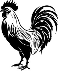 Handdrawn rooster drawing silhouette © safri