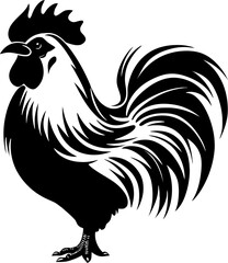 Handdrawn rooster drawing silhouette