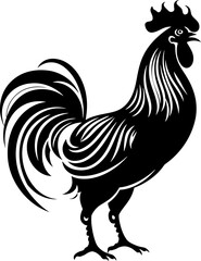 Handdrawn rooster drawing silhouette