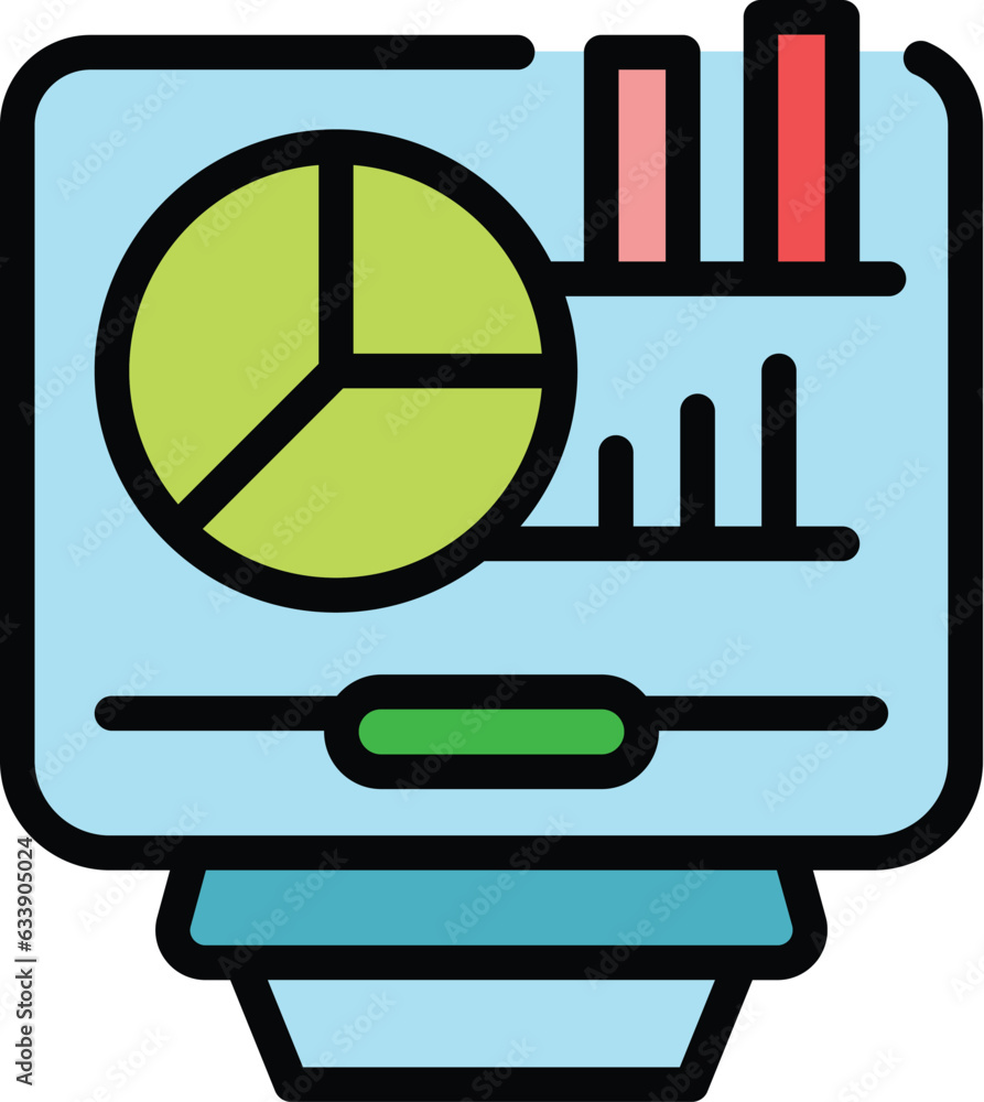 Poster research data icon outline vector. business graph. chart market color flat