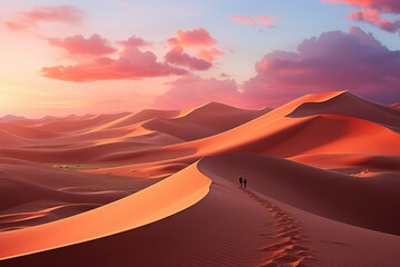 Sculpted by Time: Captivating Images of Towering Sand Dunes and Vast Desert Landscapes, Capturing the Raw Beauty and Profound Solitude of Arid Regions Generative AI
