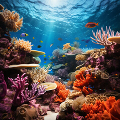 Naklejka na ściany i meble coral reef and fishes