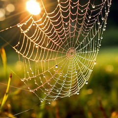 spider web with dew