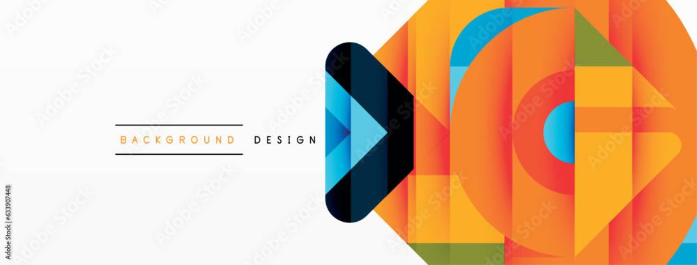 Poster visually captivating background design showcasing dynamic geometric lines, triangles, and squares. t