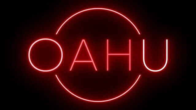 Red flickering and blinking animated neon sign for Oahu