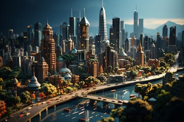 Obraz premium 俯瞰した都市風景,Generative AI AI画像