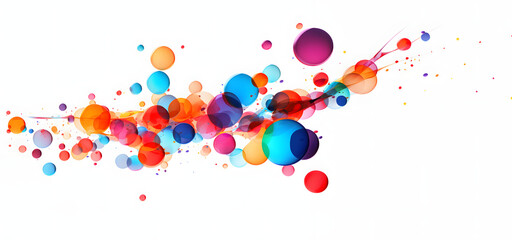 Abstract colorful random flying spheres ink, white background, Vivid paint of ink metaball 