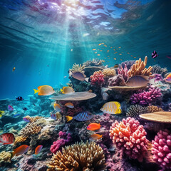 Naklejka na ściany i meble tropical coral reef