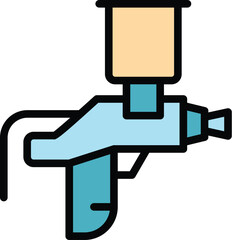 Water paint sprayer icon outline vector. Air gun. Car auto color flat