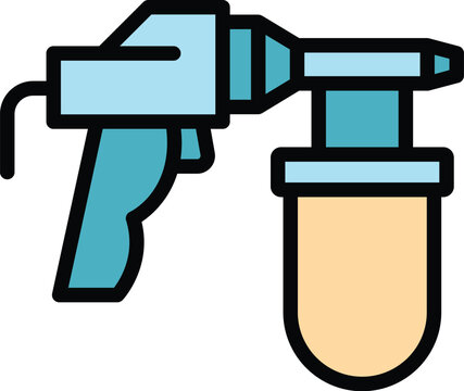 recommend clip art: Big painter sprayer icon outline vector. Paint gun. Car auto body color flat