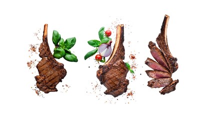 Steak on the bone. tomahawk steak on a white background.