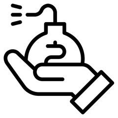  Debt, Loan, Bomb, Crisis, Recession, Finance, Hand Icon, Line style icon vector illustration, Suitable for website, mobile app, print, presentation, infographic and any other project.