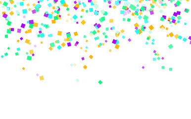 Rainbow Polka Background White Vector. Confetti Carnaval Design. Graphic Template. Orange Geometric New Illustration. Blue Congratulation.