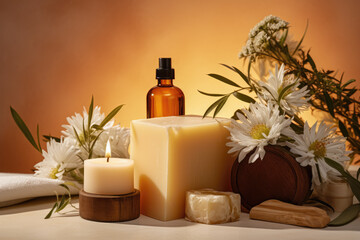 Fototapeta na wymiar SPA Still Life with Soap and Candles