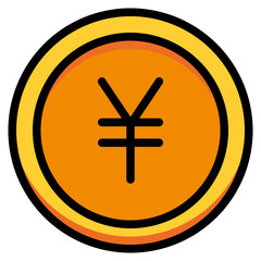  Coin, Currency, Yuan, Money, Finance, Cash, Payment Icon, Filled Line style icon vector illustration, Suitable for website, mobile app, print, presentation, infographic and any other project.