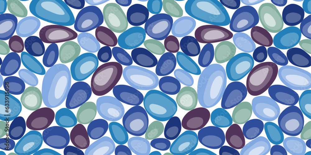 Aufkleber blue pebbles. seamless pattern of rounded pebbles. pattern for textiles, pillows, clothes, backgroun
