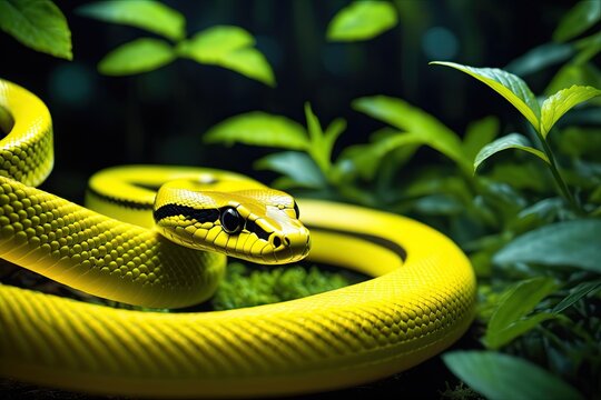 yellow snake on a tree