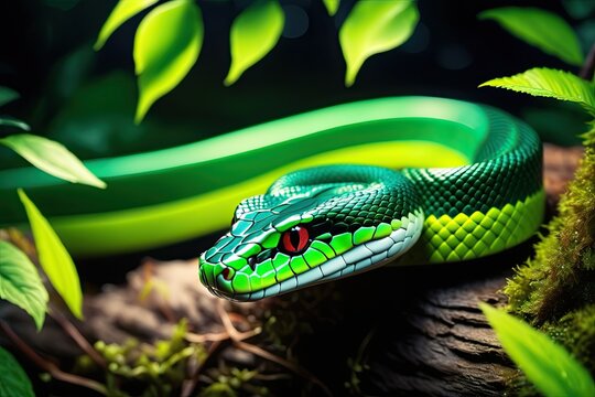 green snake on a tree