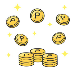 積み上げたポイントコインの素材