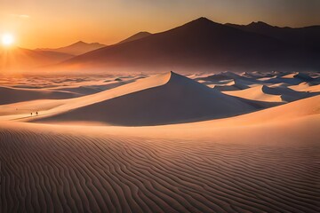 Fototapeta na wymiar sunrise in the desert generated by AI tool
