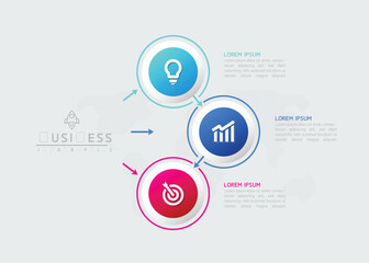 Vector infographic business presentation template with circular interconnection with 3 options.