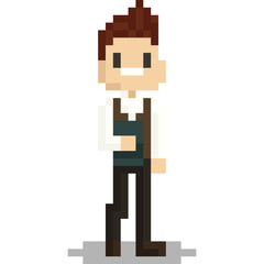 Pixel art cartoon professer character 2