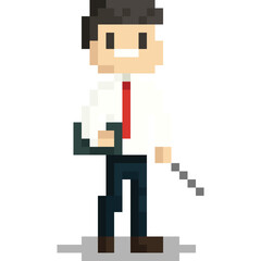 Pixel art cartoon professer character 3