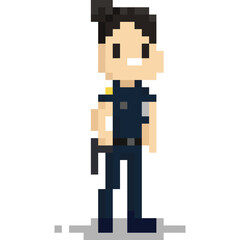 Pixel art femal police officer character